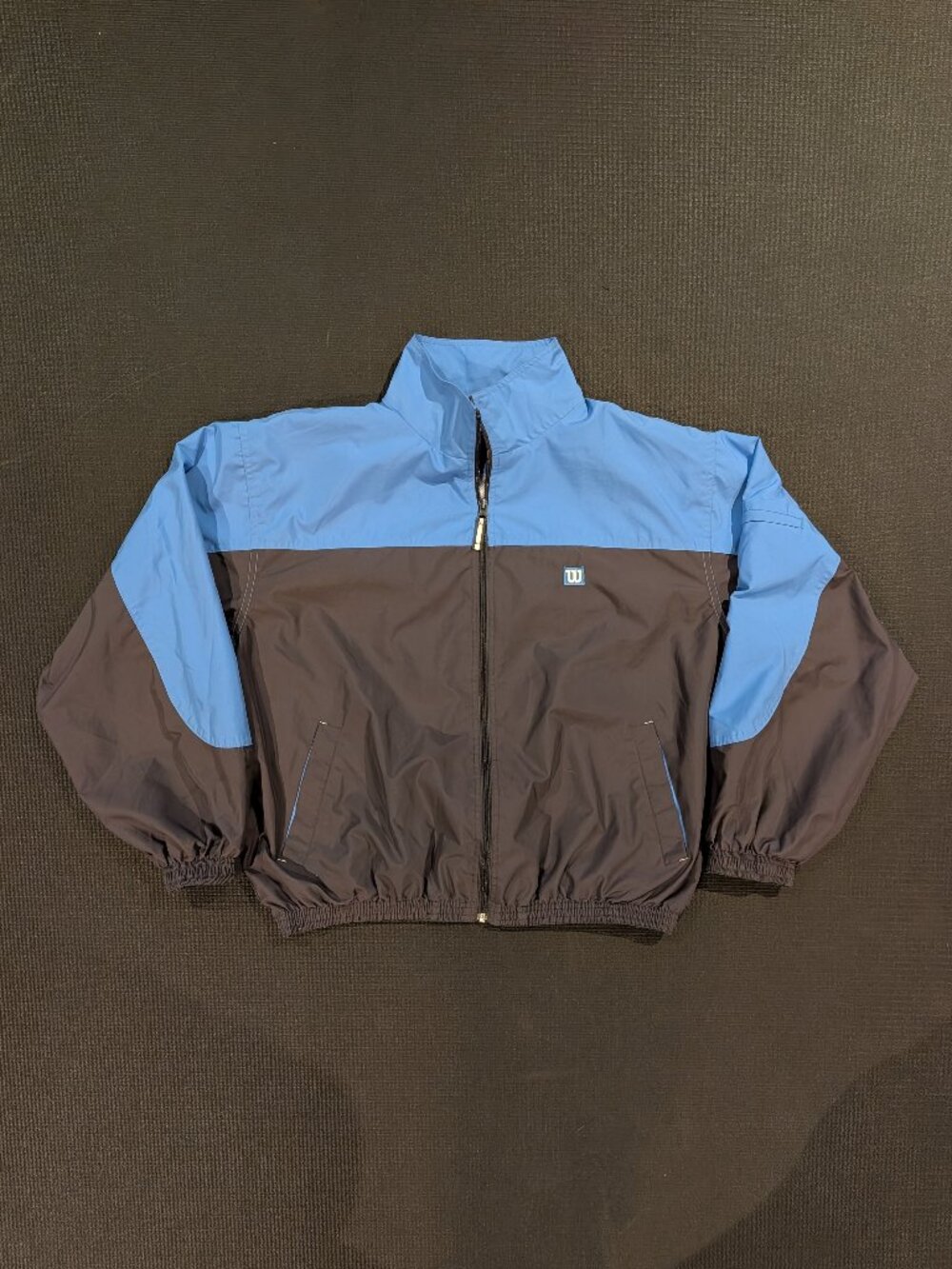 Wilson Windbreaker Jacket Colorblock Blue Grey Mens M Retro Boxy Full Zip